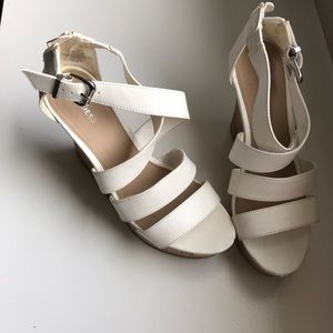 Express white platform heels
